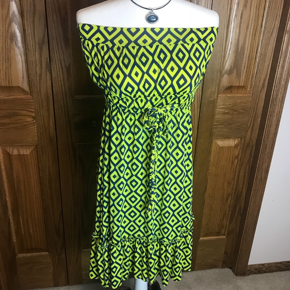 India Boutique Green & Blue Strapless Sun Dress